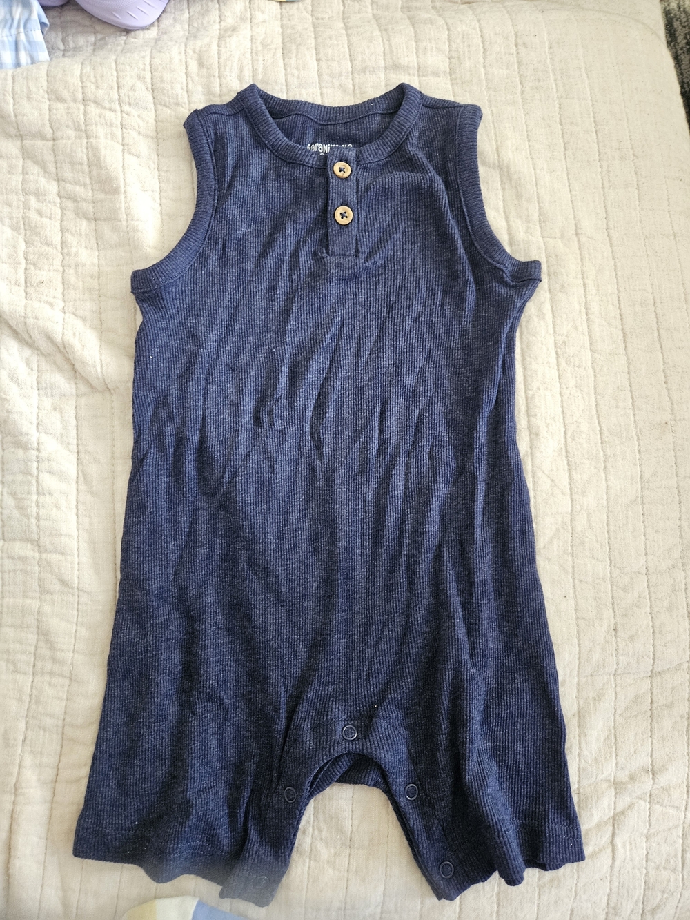 Garanimals Navy Blue Ribbed Sleeveless One-Piece Bodysuit
